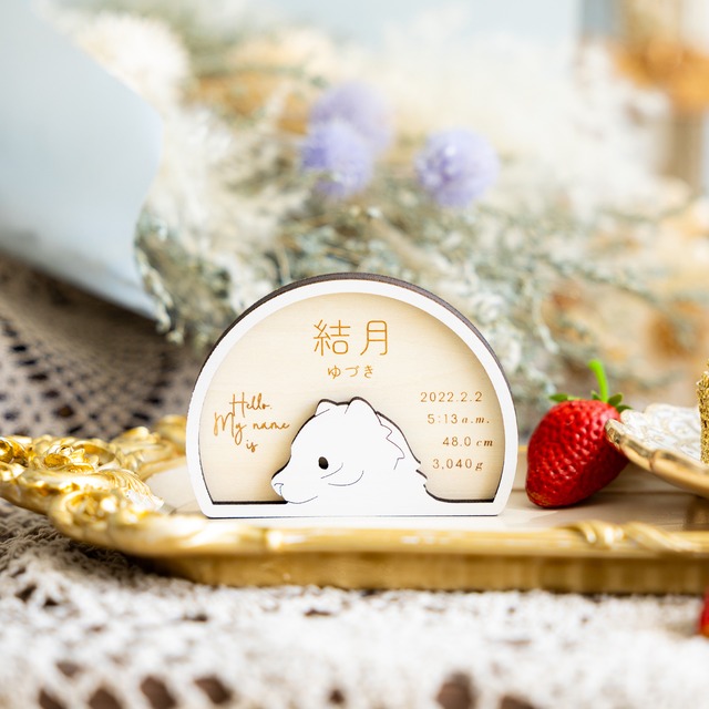 命名札・命名書⌇木製「My name is (トラ)」節句のお名前札にも◎￤出産祝い 記念品 干支 干支飾り 寅 虎 寅年 ニューボーンフォト just born 撮影小物