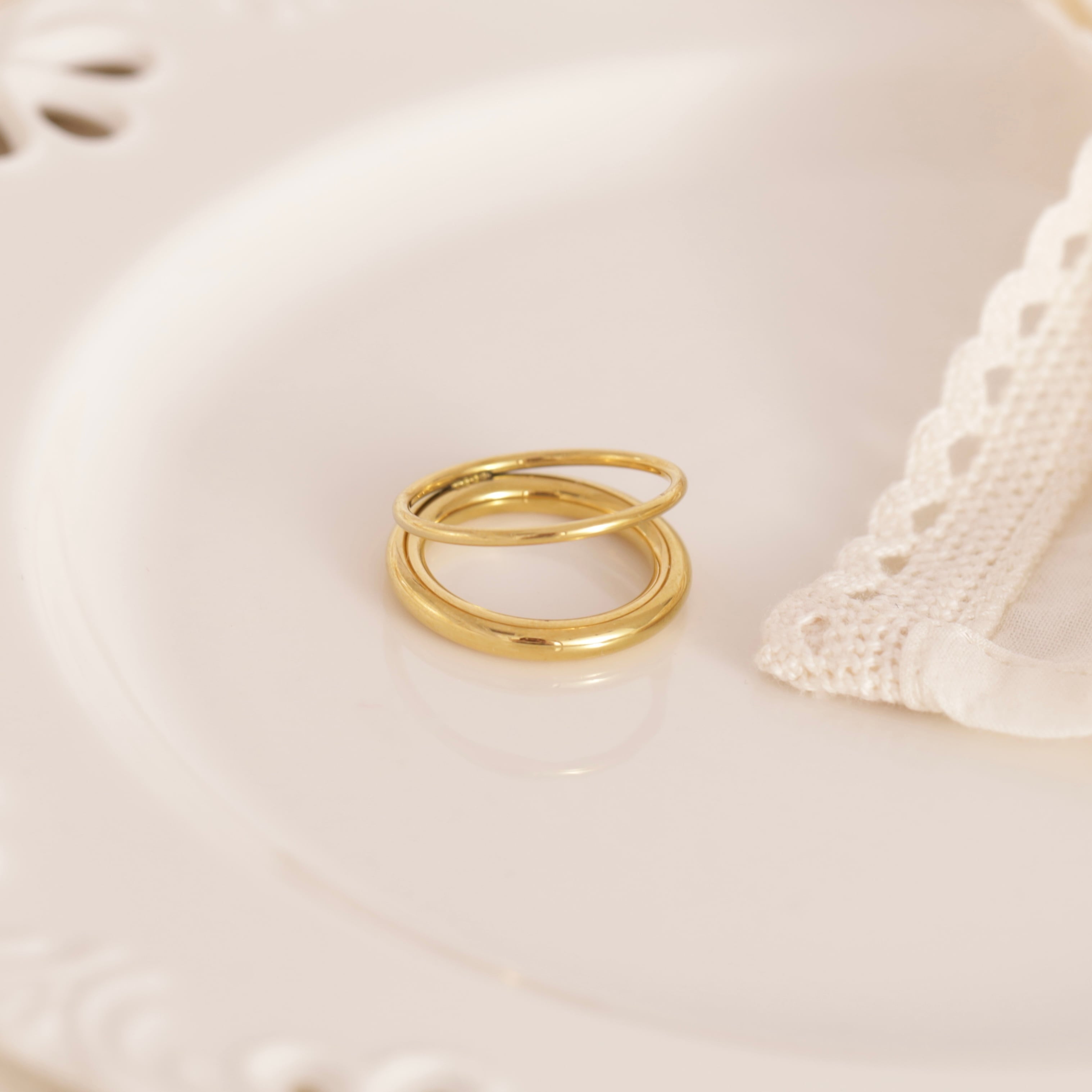 316L gold double ring 2 #r11