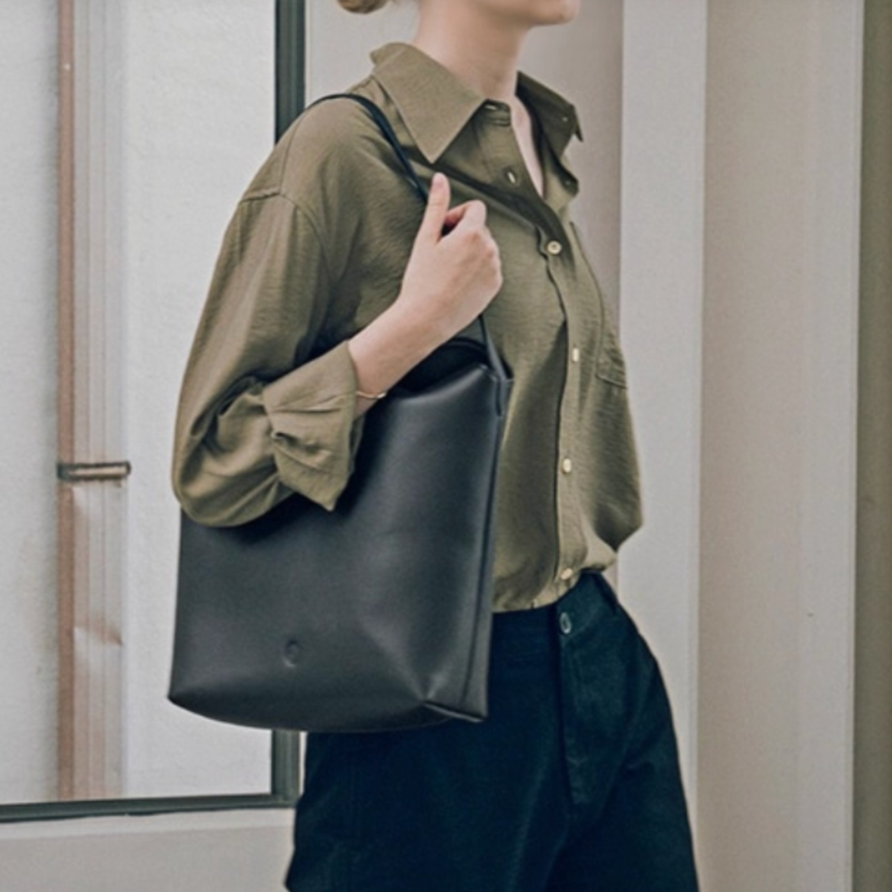 長袖 ヒップ丈 シャツカラー シャツ  00045・画像8