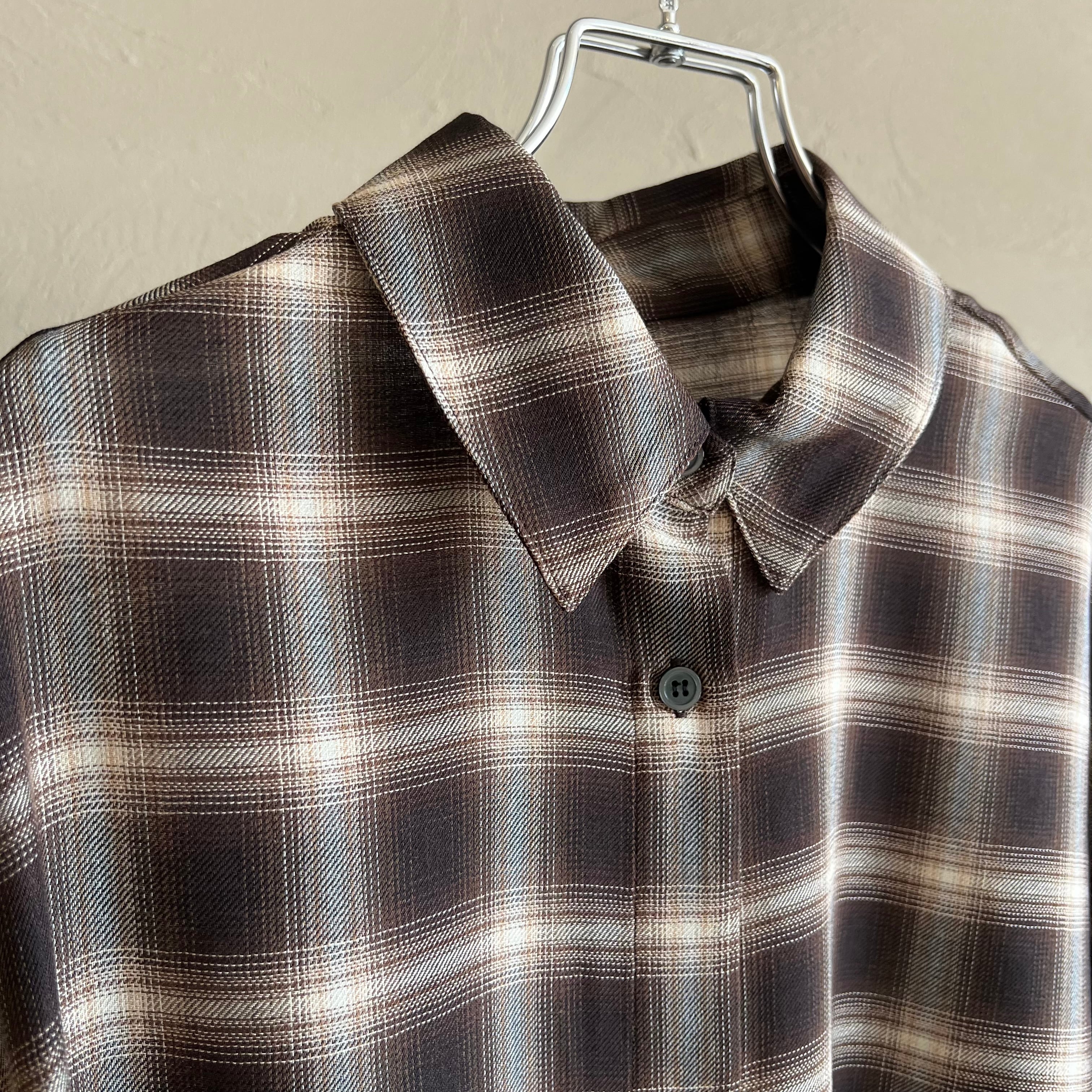 【 CLOCHE 】キュプラ混バックスリットチェックシャツ CLOCHE 】キュプラ混バックスリットチェックシャツ CLOCHE 】キュプラ