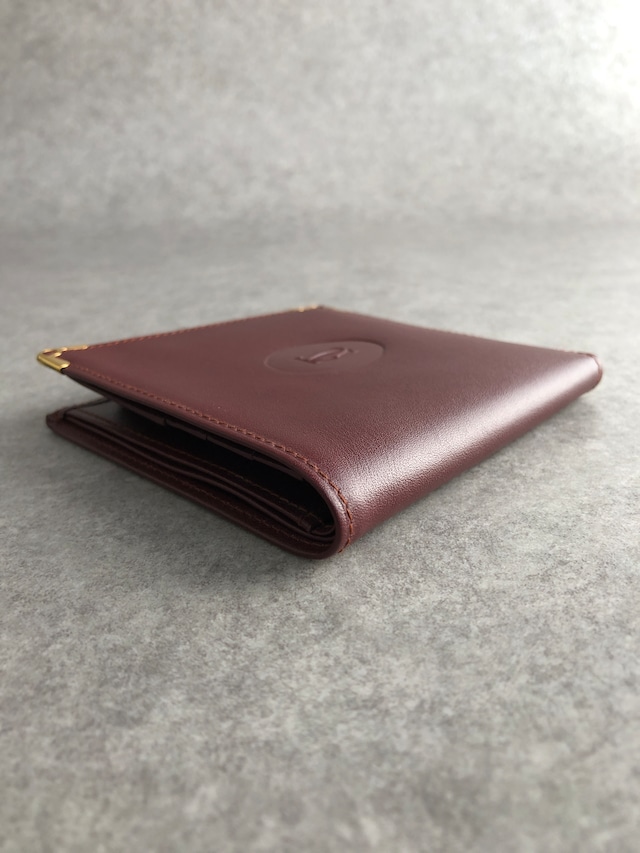 Cartier カルティエ マストライン 財布 ボルドー レザー 二つ折り vintage ヴィンテージ オールド ustkxg