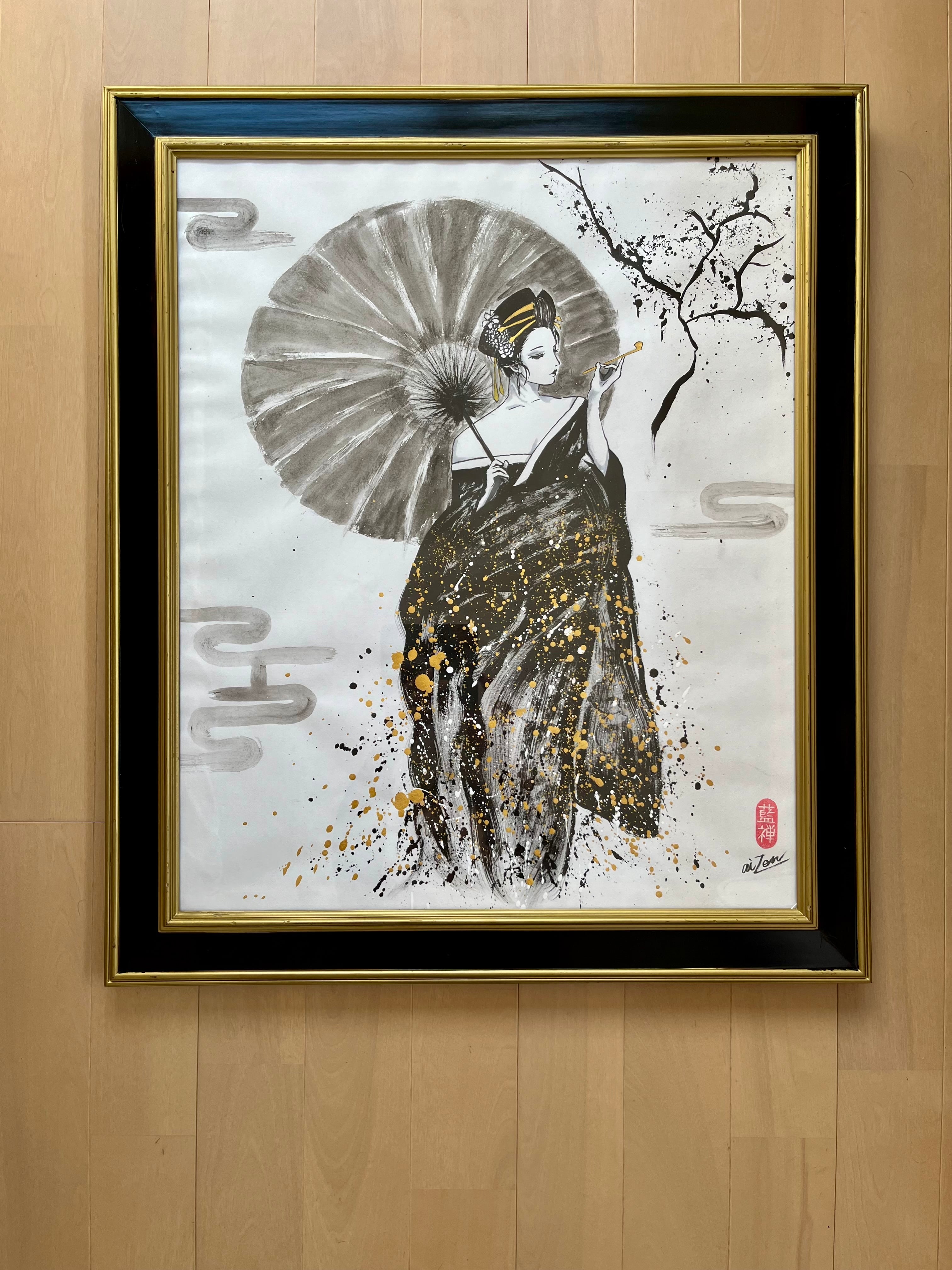 墨絵】花魁 | 墨絵ART-藍禅-ペロパパ