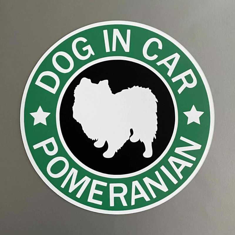 犬（ポメラニアン）スタバ風 マグネット ステッカー 防水 車用 | あい