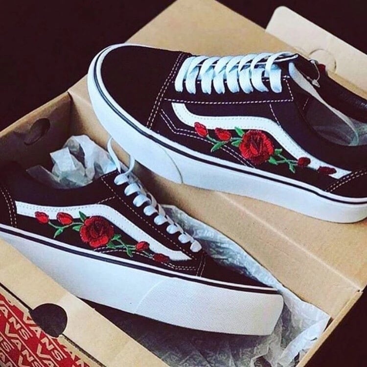 アイロンワッペン 】最安値☆vansのオールドスクールに！薔薇×2 | togenkyo