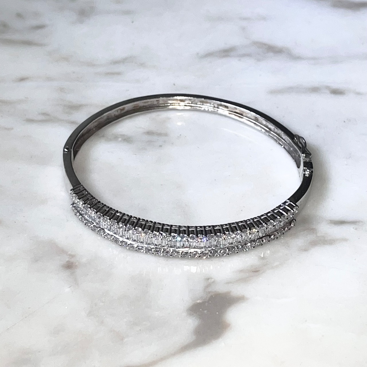 vintage silver 3rows rhinestone bangle