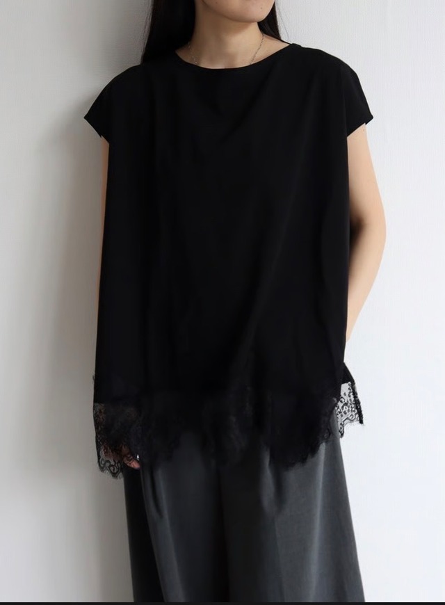 再入荷　10096930 モダールひんやりカットソー ヘムレースTシャツ【acuta】