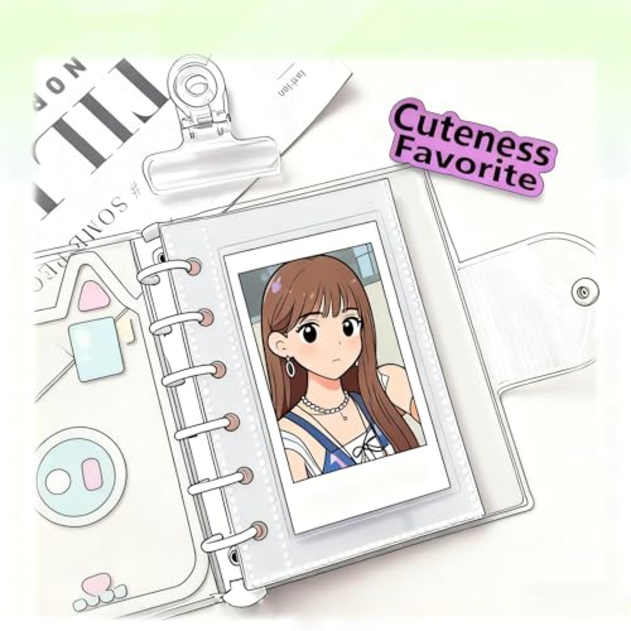 A7 シール帳 リフィル 40 枚入り ミニ 6 穴 透明 PP シート 剥離紙付き バインダー用 マイクロ 7 手帳収納 86×130mm クリア シール台紙