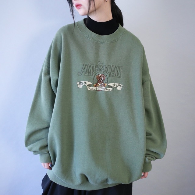 "刺繍" dog one point design XXL over silhouette sweatshirt