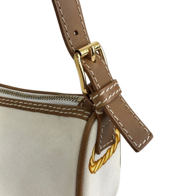 CELINE セリーヌ チェーン ハンドバッグ ホワイト ブラゾン キャンバス vintage ヴィンテージ オールド vzzbsd