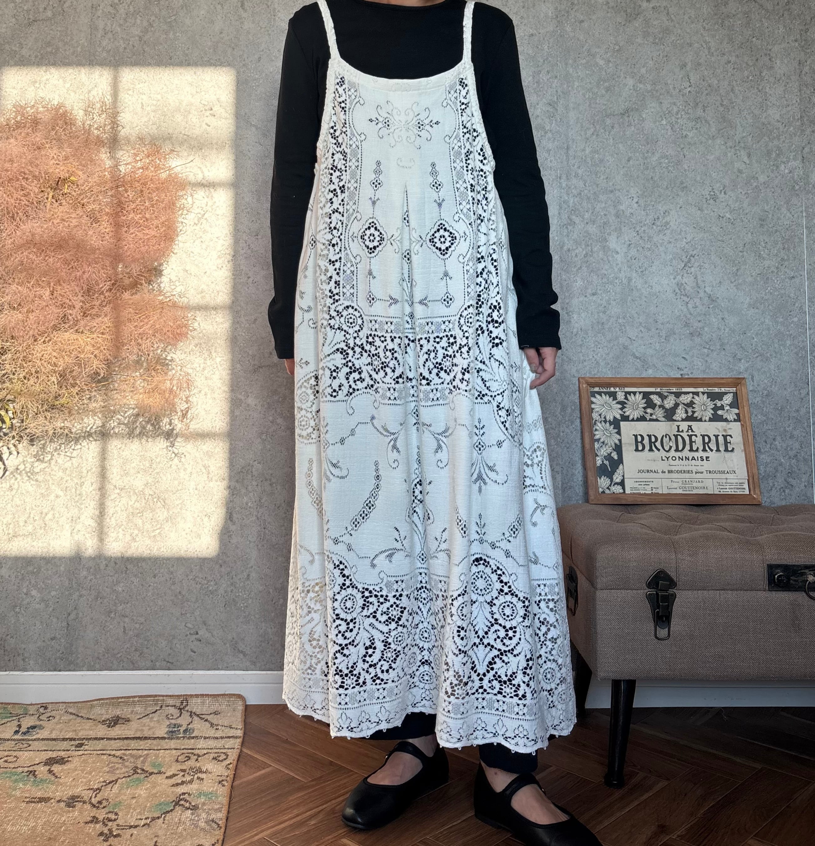 ヴィンテージ　レース　ワンピース ヴィンテージレースワンピース 【white】 | YULAN. antiques