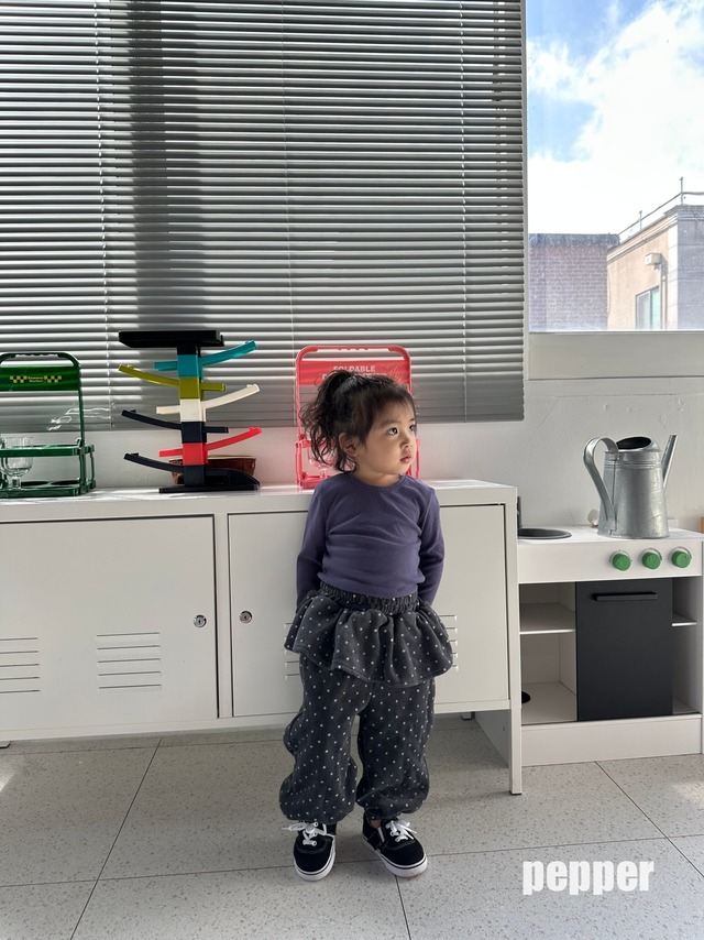 [即納S/M]≪pepper≫plka dot tiered jogger pants 29 gray