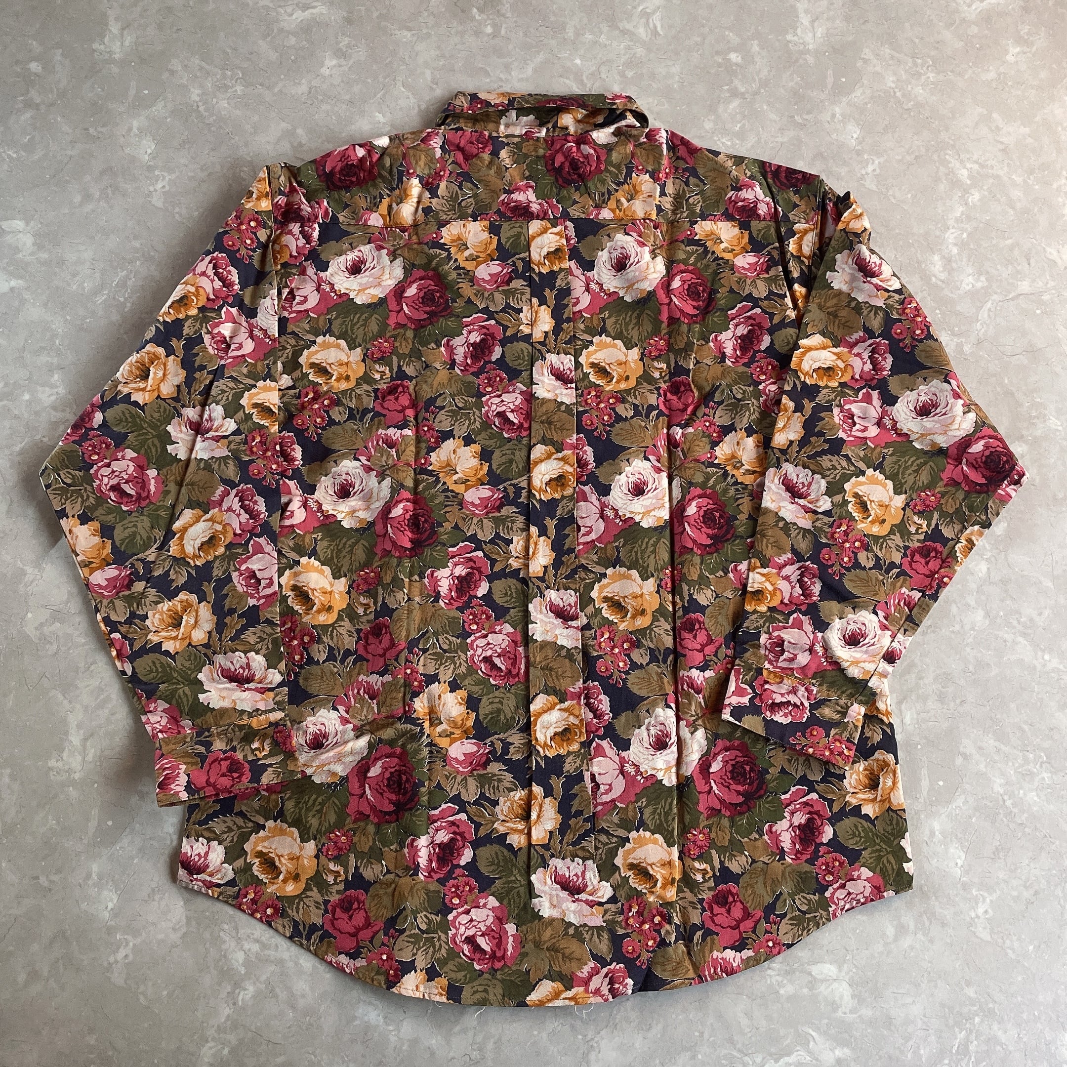 vintage ヴィンテージ レトロ バールボタン花柄ブラウス 長袖シャツ