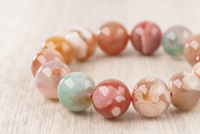 ◆一点物◆ 桜瑪瑙/チェリーブロッサムアゲート ブレスレット 14.5mm