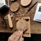 WOOD SMALL PLATE CARVING DIY KIT(Octagon) 彫刻刀で作る豆皿キット八角