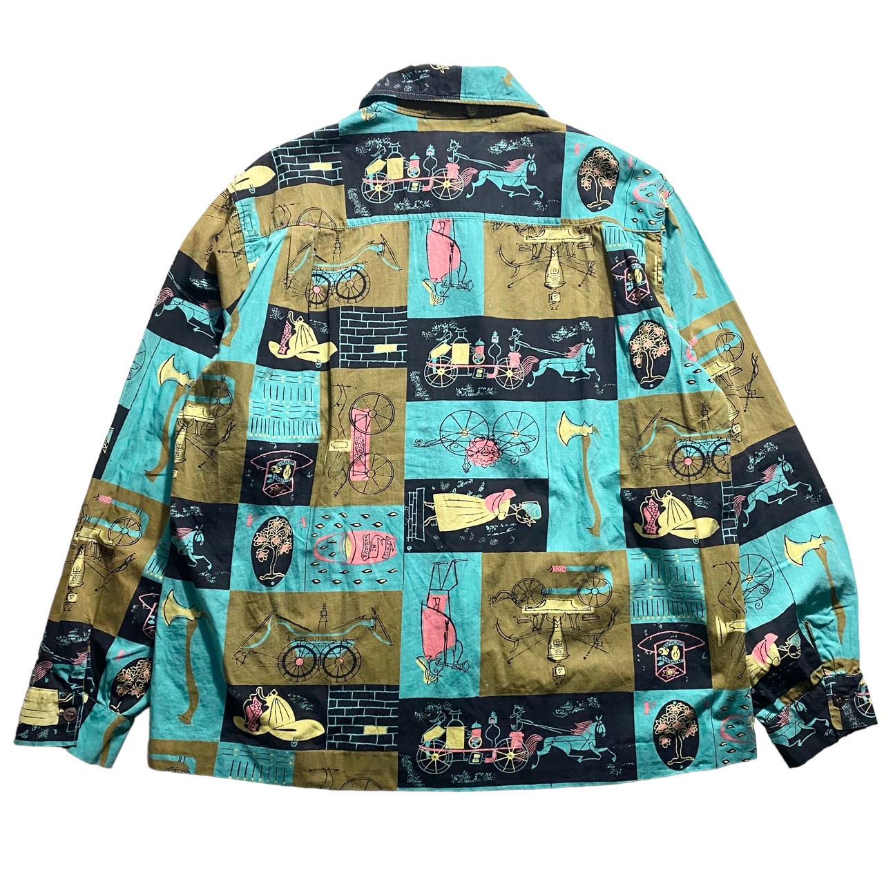 vintage 1960’s comic pattern open collar cotton shirt