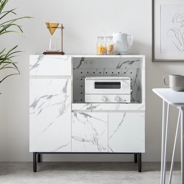 【幅86cm】大理石柄レンジ台