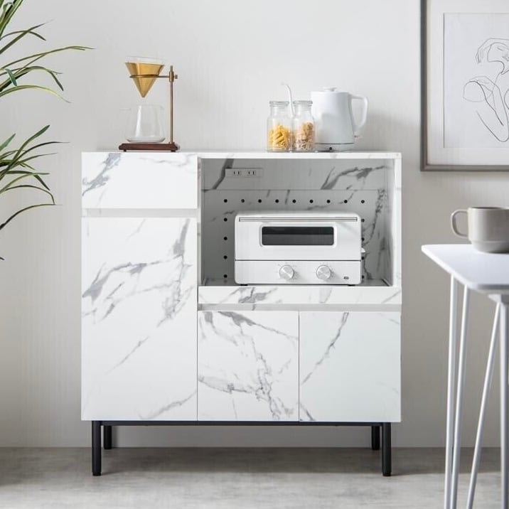 【幅86cm】大理石柄レンジ台