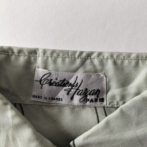フランス製　Creations Hazan 総柄 シャツ　ブラウス　グリーン