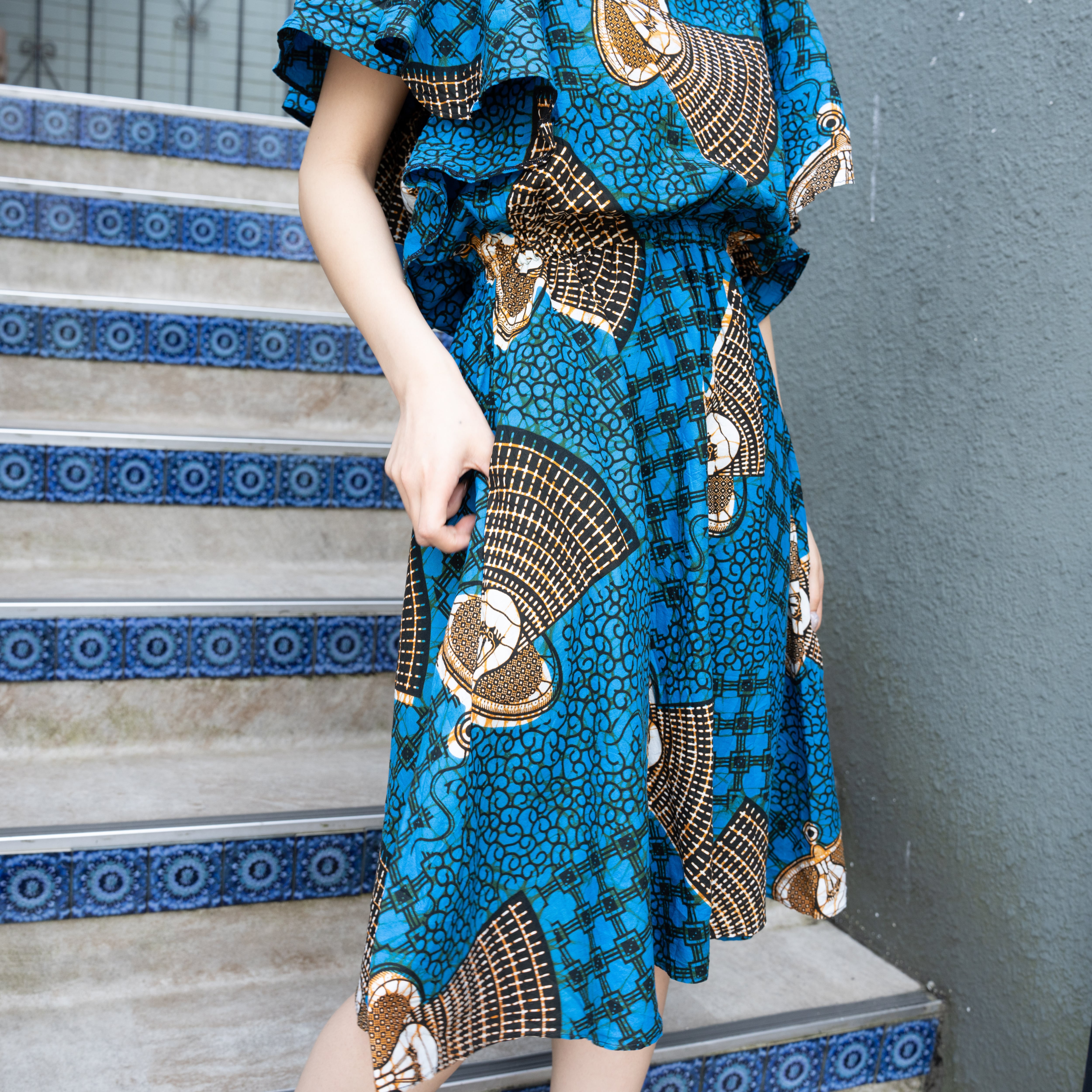 Vintage African print maxi one-piece