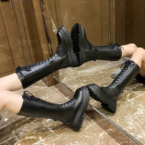 秋冬 シューズ ブーツ ニーハイブーツ レースアップ レディース