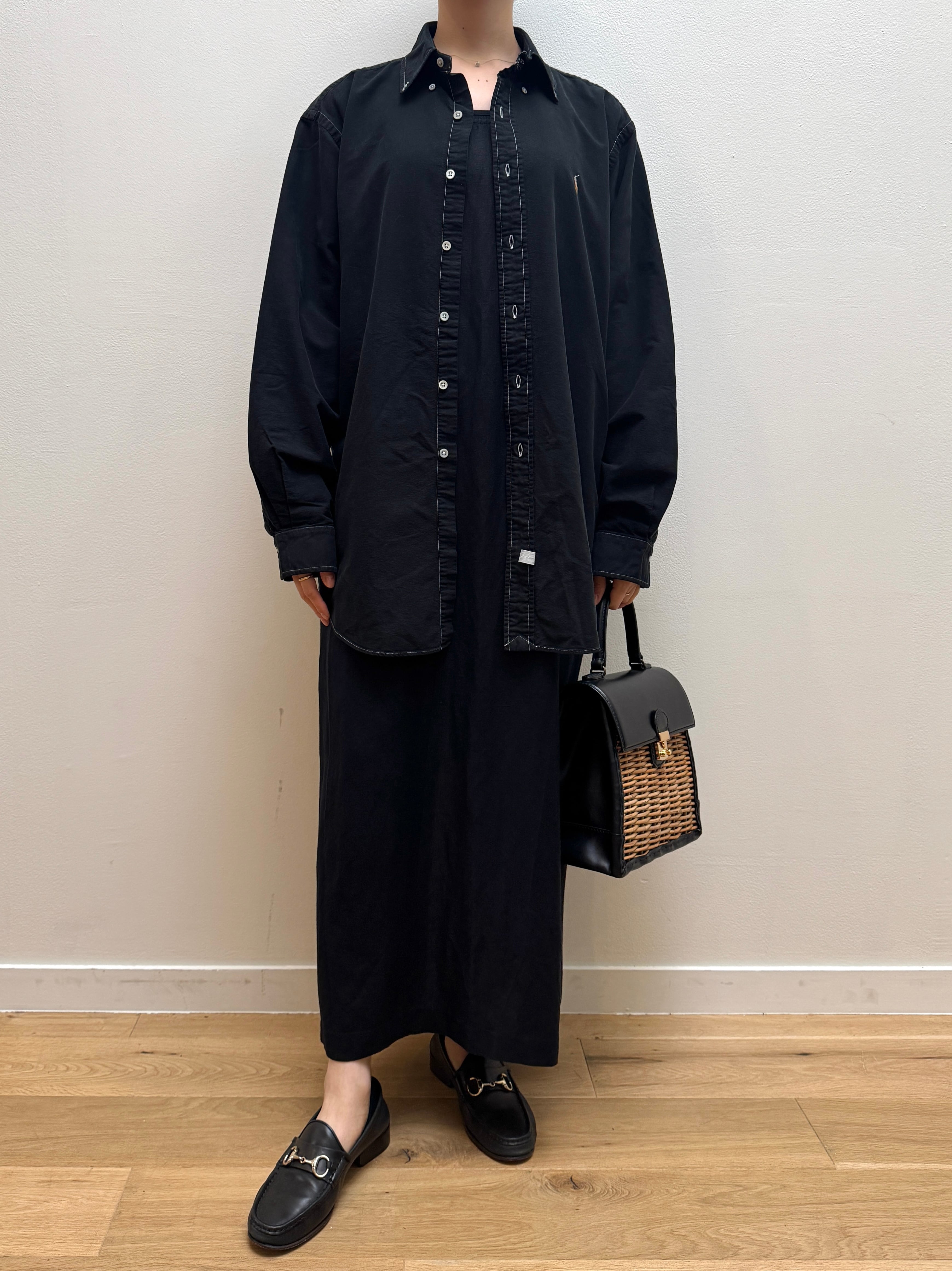BL14-10 USED Ralph Lauren SHIRT "17-35" -BLACK-