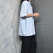 double pocket stripe open collar shirt