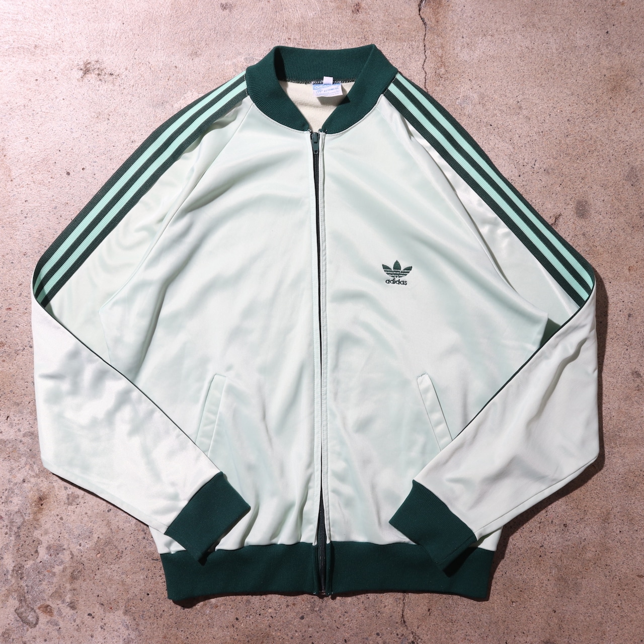 美品 L ミントグリーン 80s adidas トラックスーツ アディダス 緑 ジャケット パンツ ジャージ