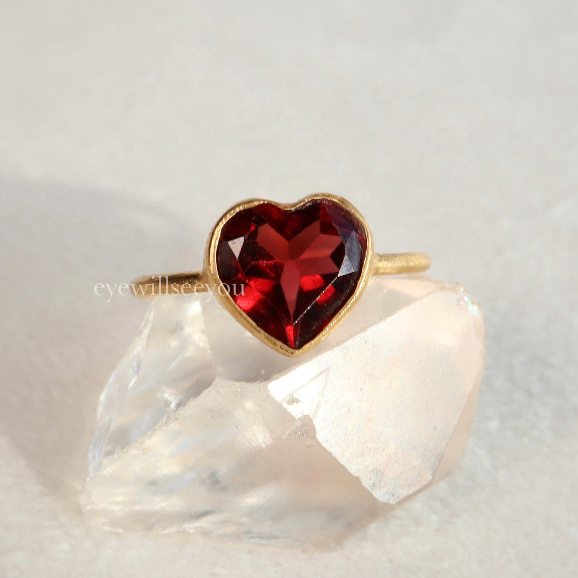Garnet heart ring ガーネットハートリング | eyewillseeyou