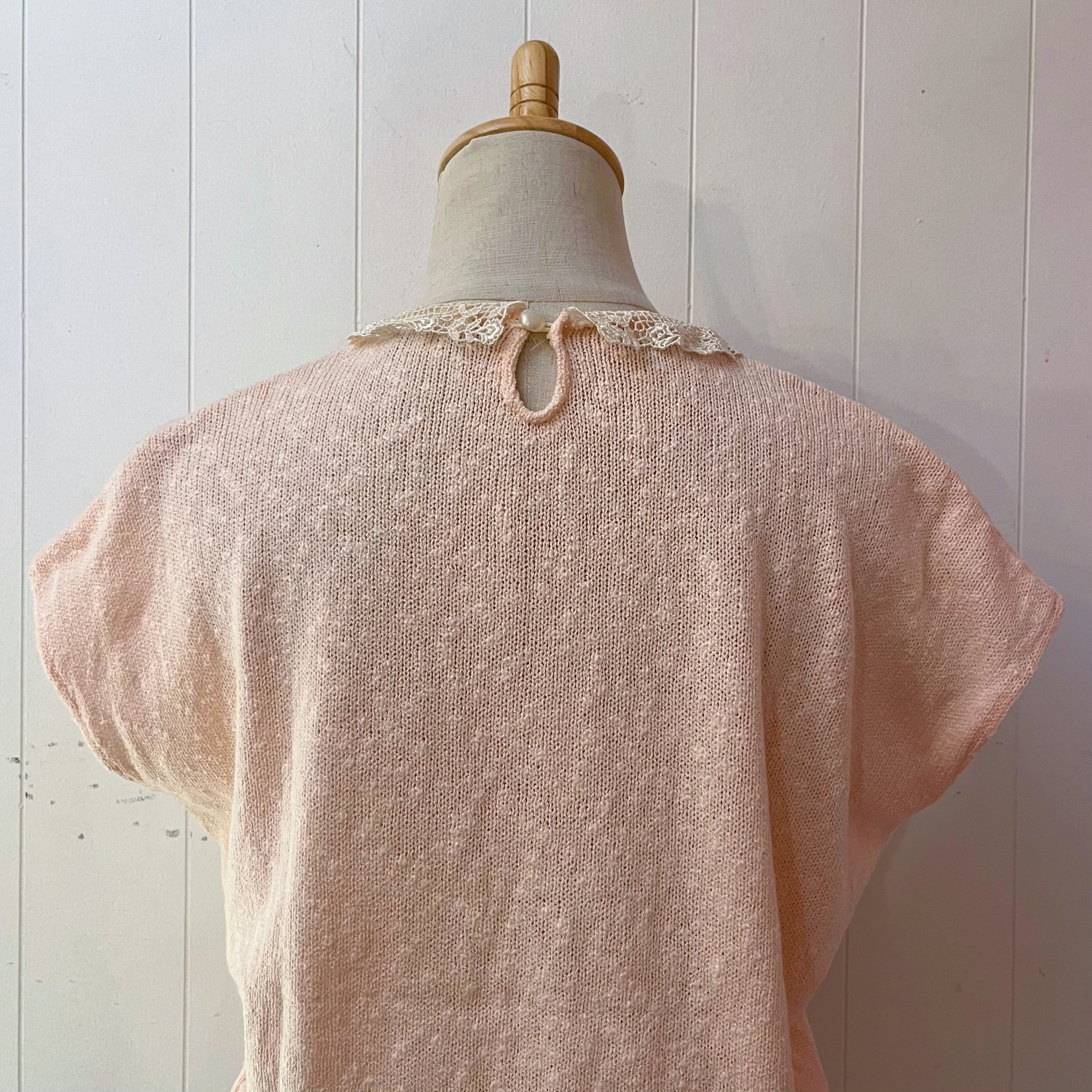 pink terrier lace collar summer knit