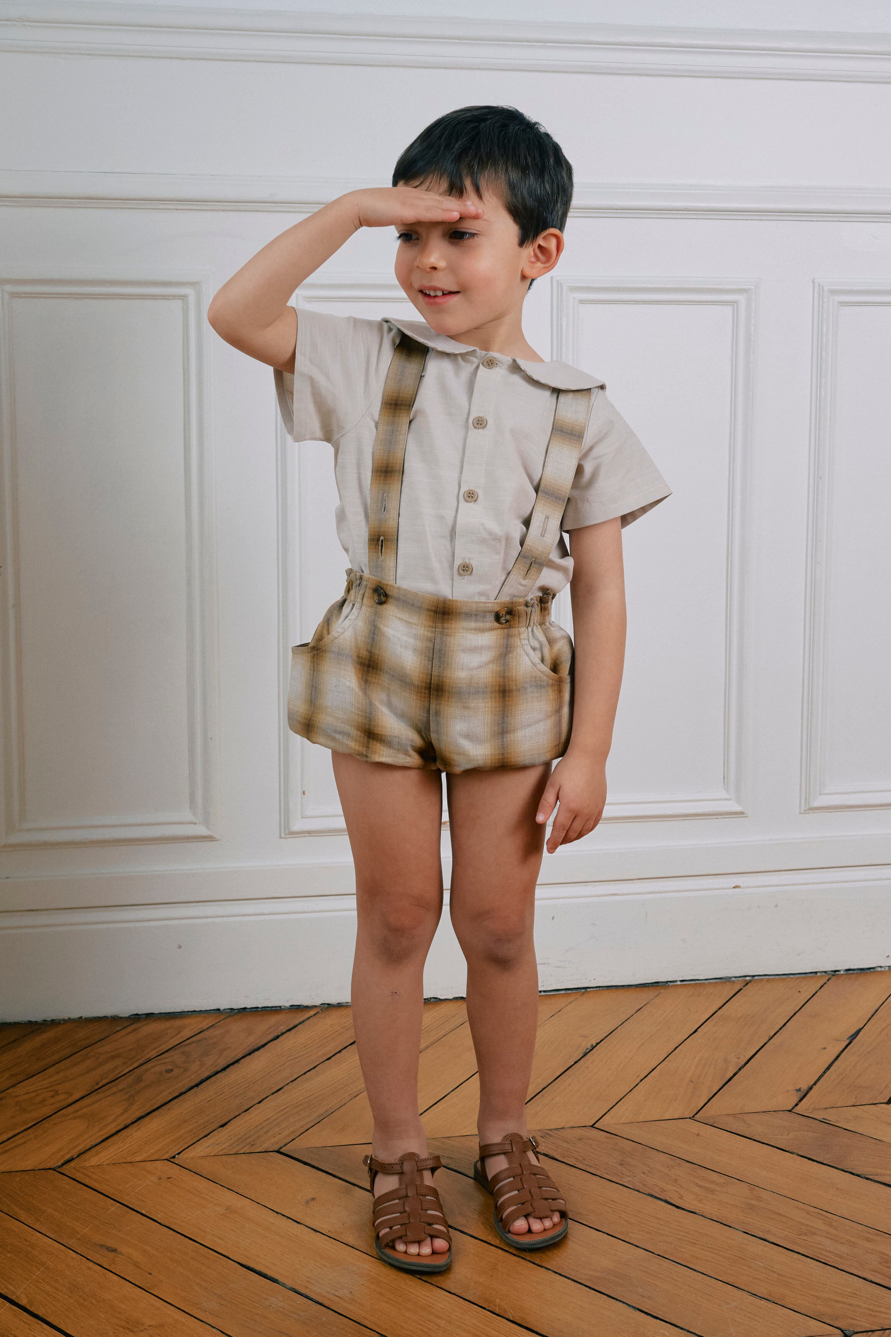 【即納】Bloomer straps TERNES - tartan honey & brown / Maison Marelle