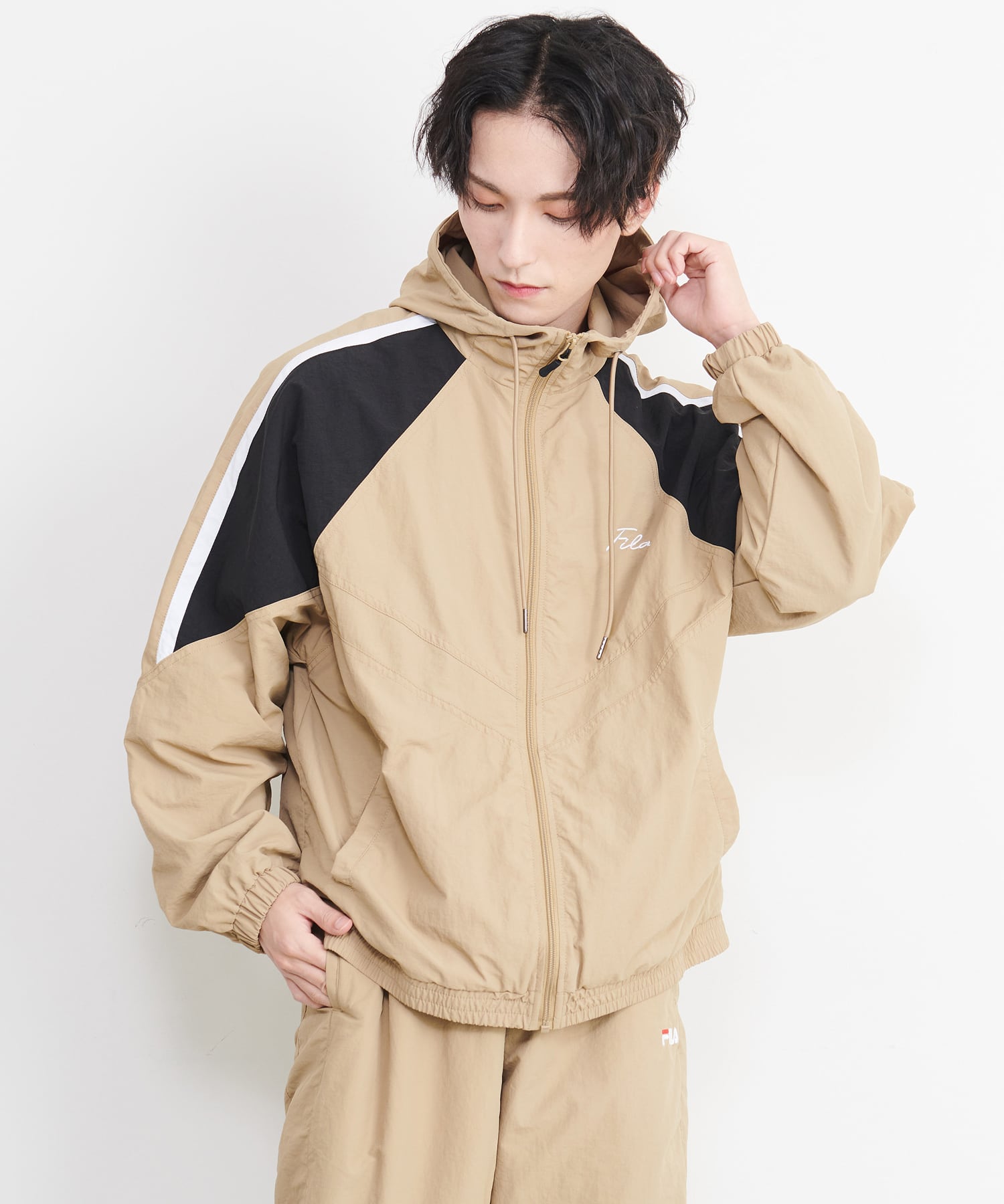 フィラ FILA ウィンドブレーカー セットアップ ベスト付き XL 白