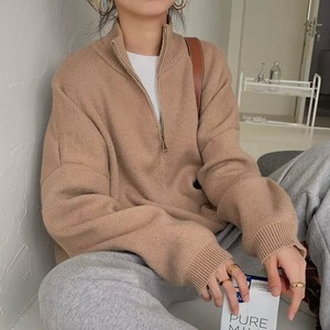 スタンドカラーZIPニットカーディガン A1014