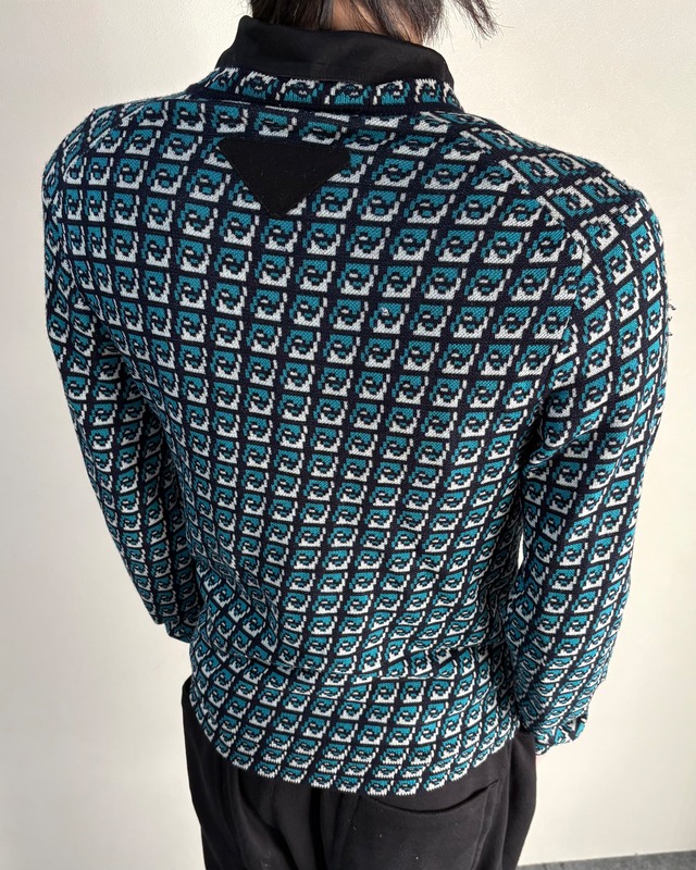 【2021AW/PRADA】all-over pattern v-neck cardigan