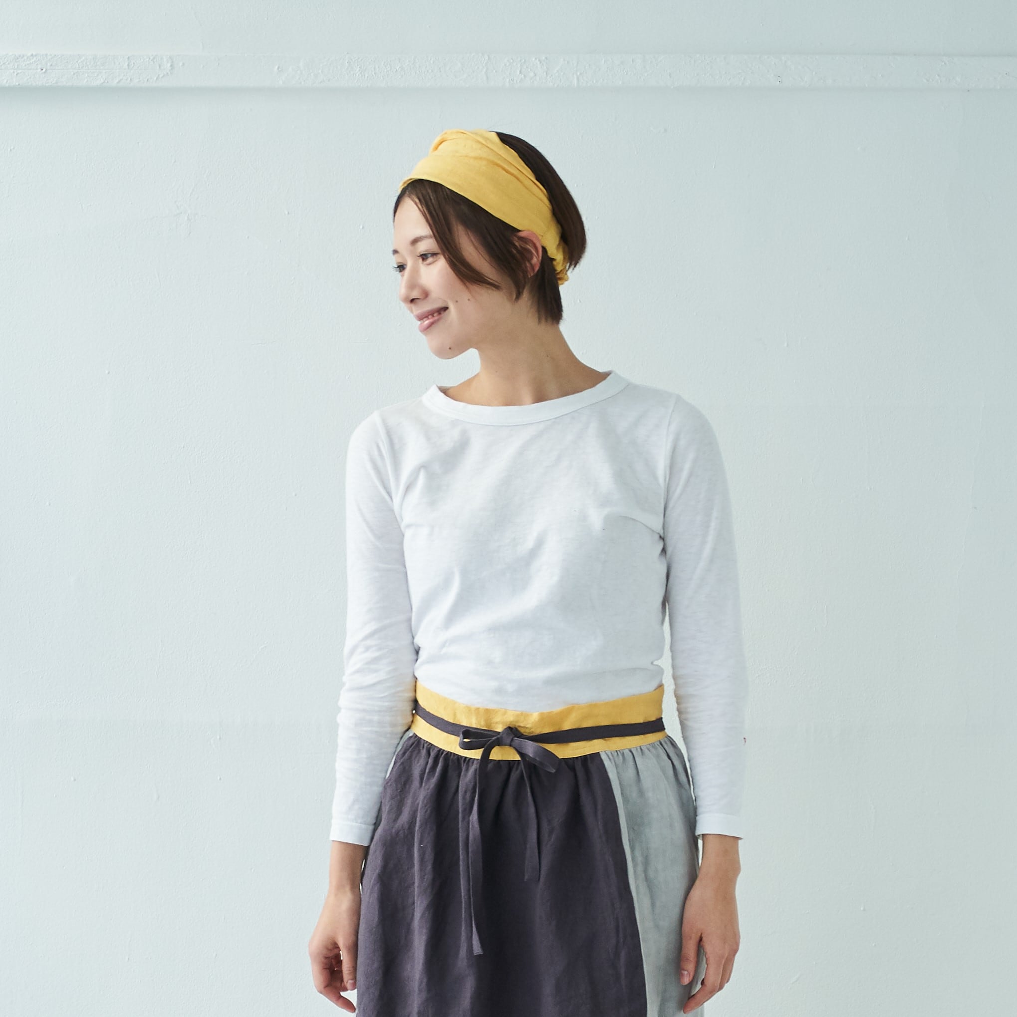 ワークヘアバンド　work hairband / リネン　linen / yellow・gray・green・purple・blue