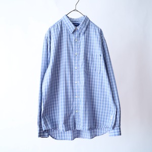 90s' " J.CREW " over silhouette check design shirt