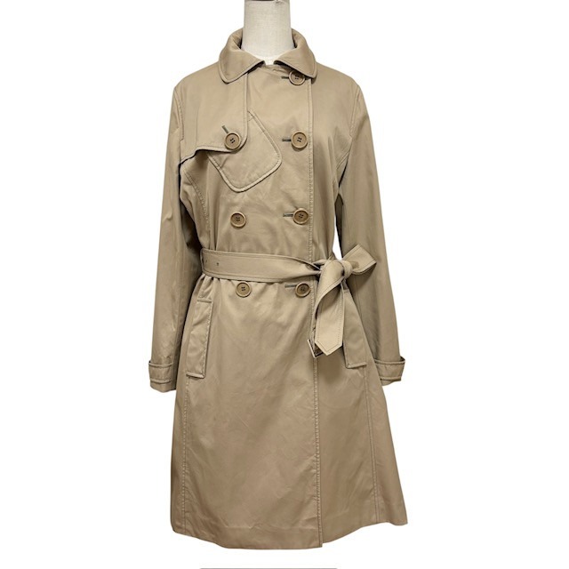 中古 ポールスミス ブラック Paul Smith トレンチコート クリーニング済み ベージュ シグネチャーストライプ レディース 46L