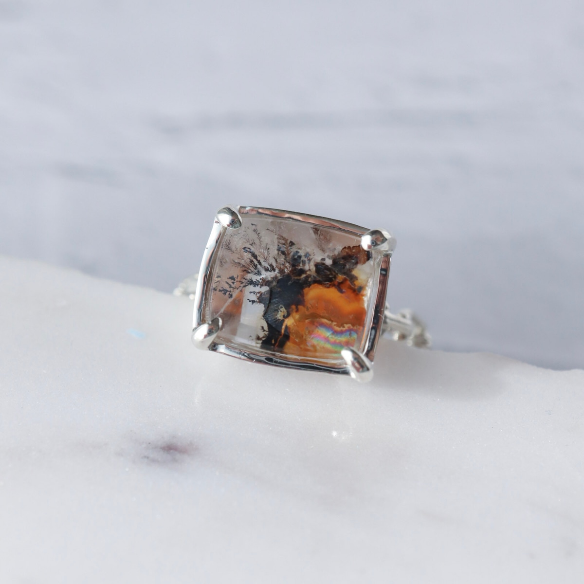 デンドリティッククォーツ チェーンring / Silver | DoubleMoon jewelry