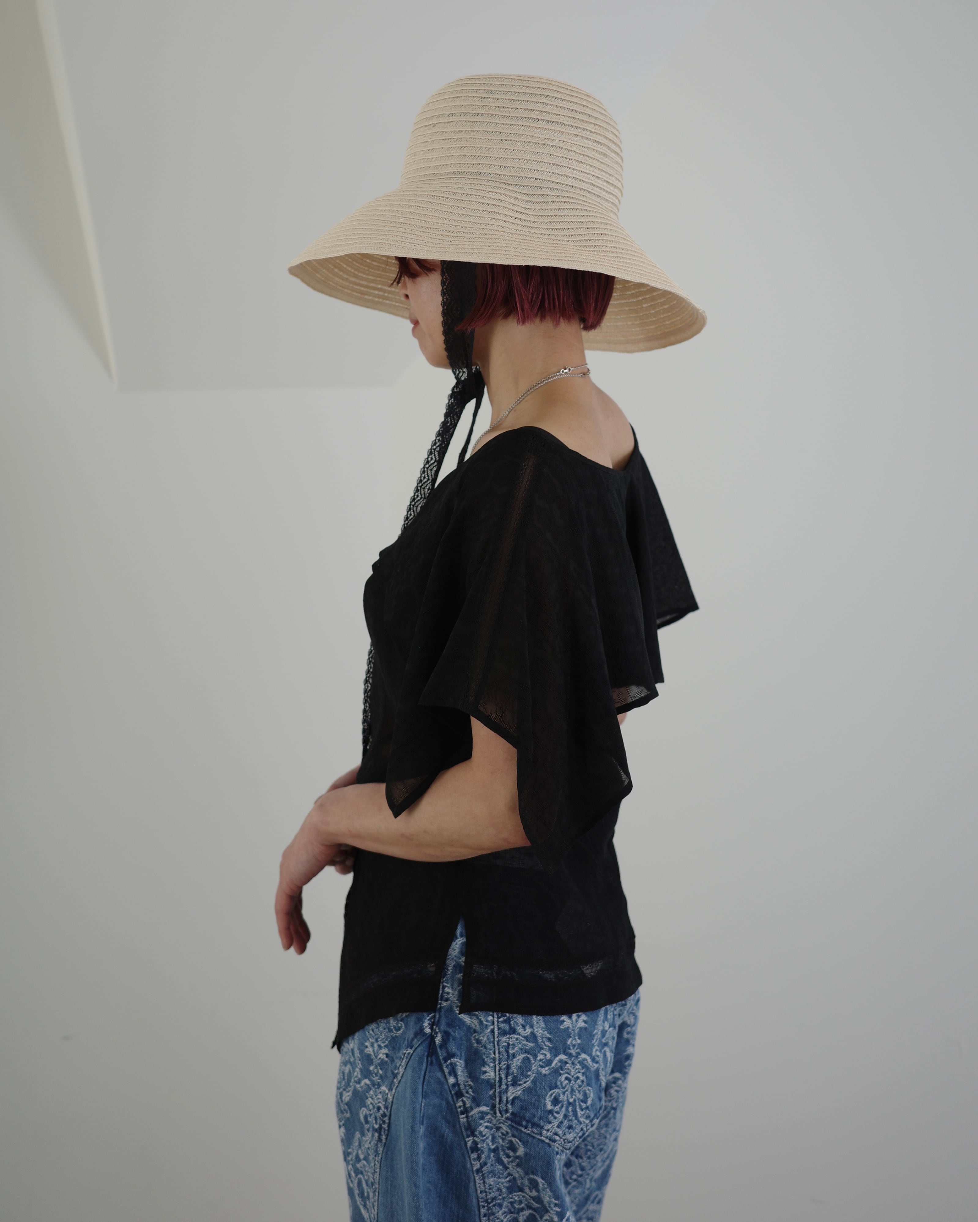 FETICO / LACE JACQUARD TOP -black- | LA VILLA ROUGE