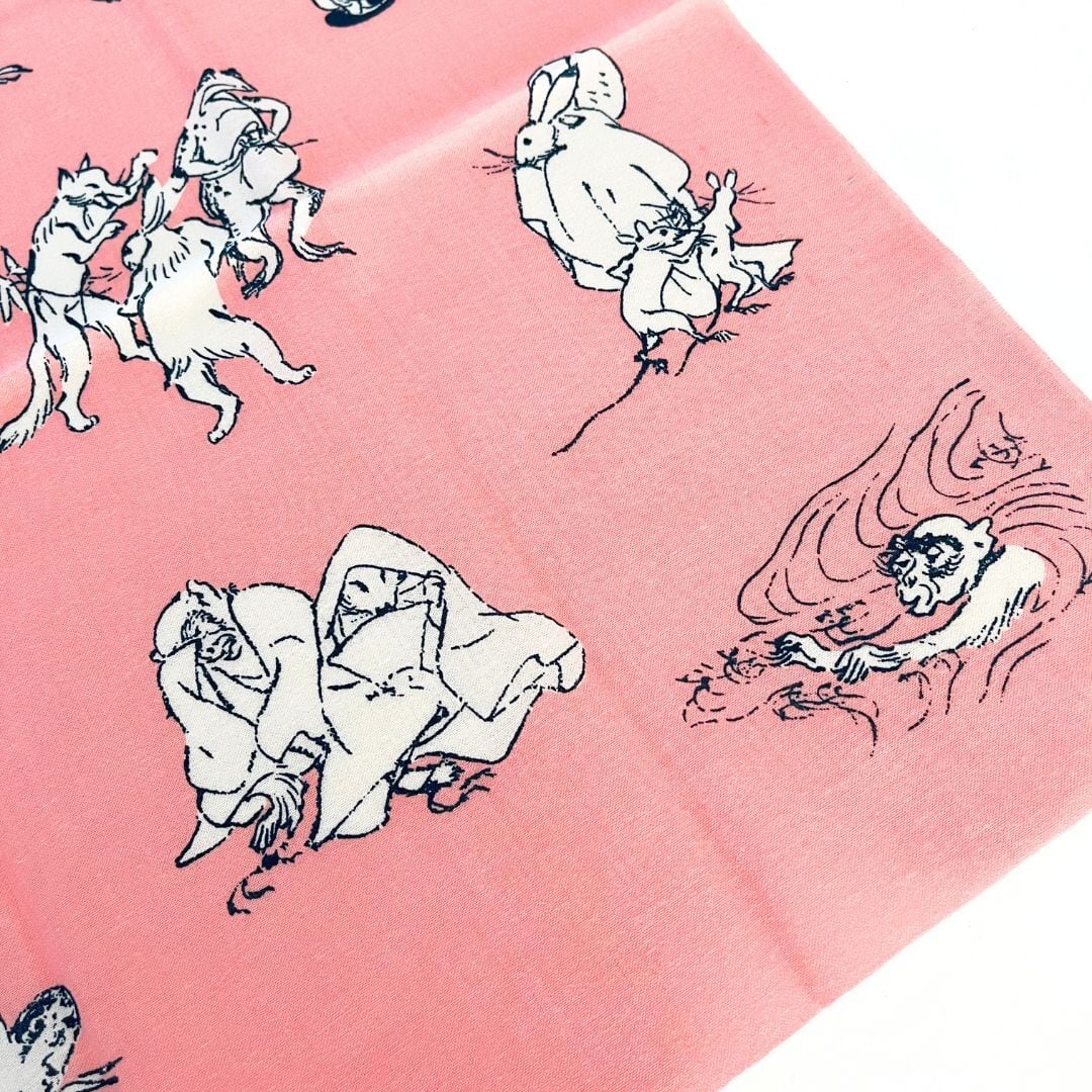 鳥獣戯画 手拭い ピンク | hmm, by 東京都美術館ミュージアムショップ