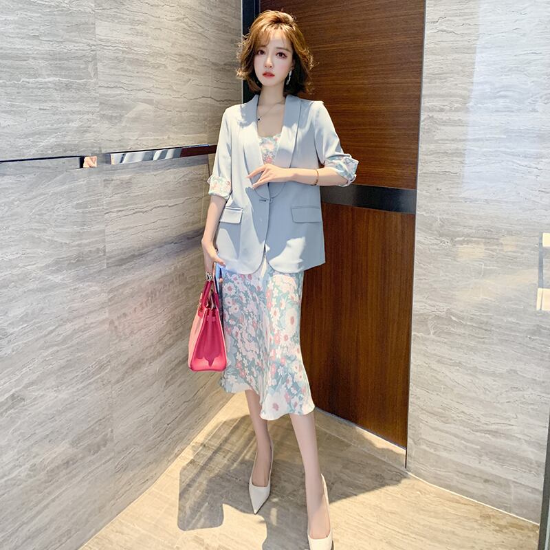 ボタンジャケット プリントドレス スプリング 春物 MIUCO68665044228