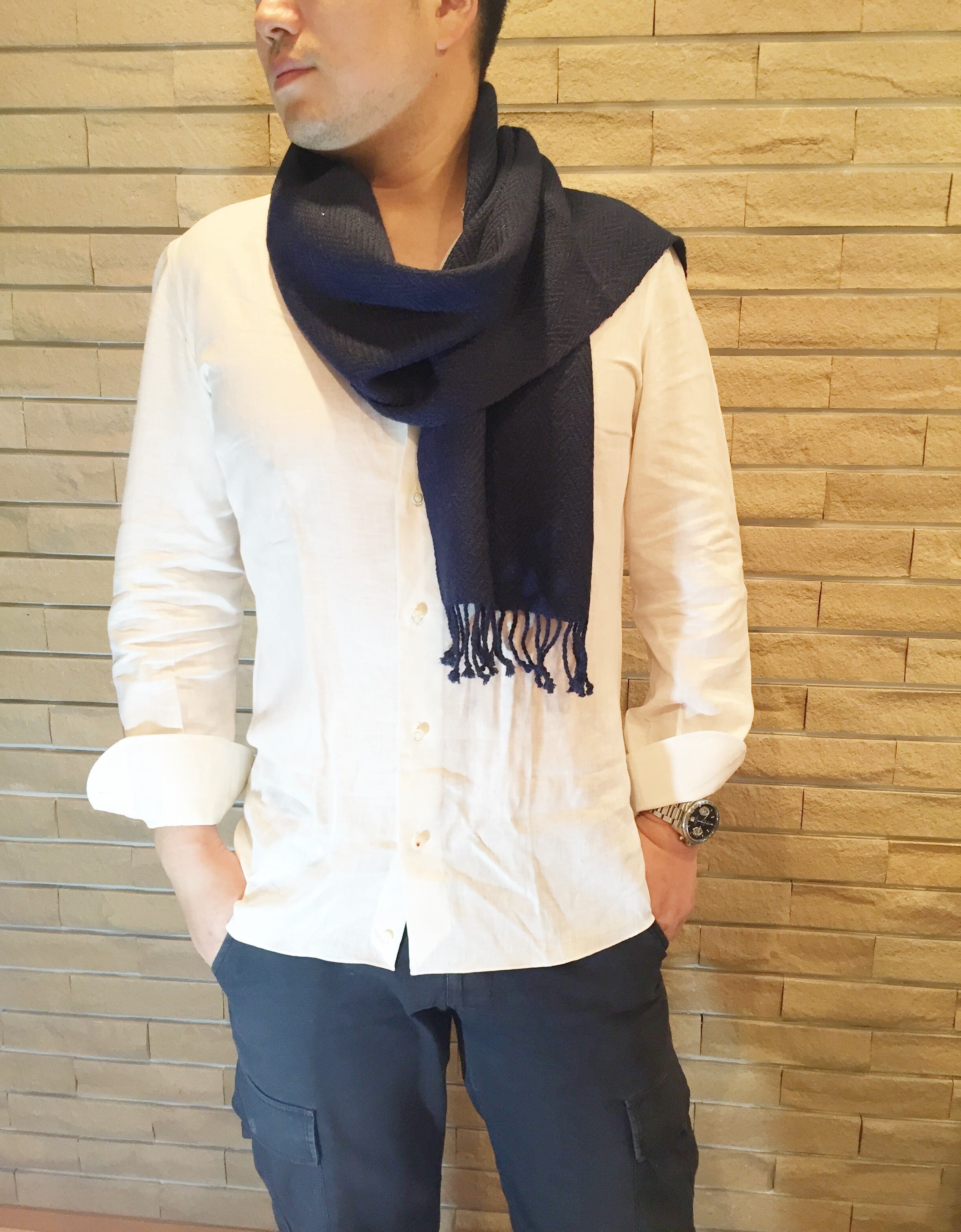 アルパカ100％ ネイビーマフラー | JOËL