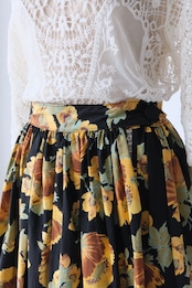 Sunflower pattern midi skirt