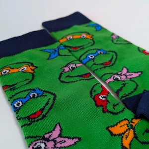 ♧【 crew socks / クルーソックス 】『 Teenage Mutant Ninja Turtles / タートルズ 』 靴下 / ソックス〚アメリカン雑貨 アメトイ〛