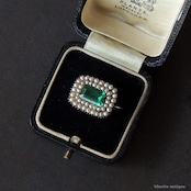 アンティークジュエリー ジョージアン 真珠 レクタングル レースピン ブローチ(ソーティングメモ付)