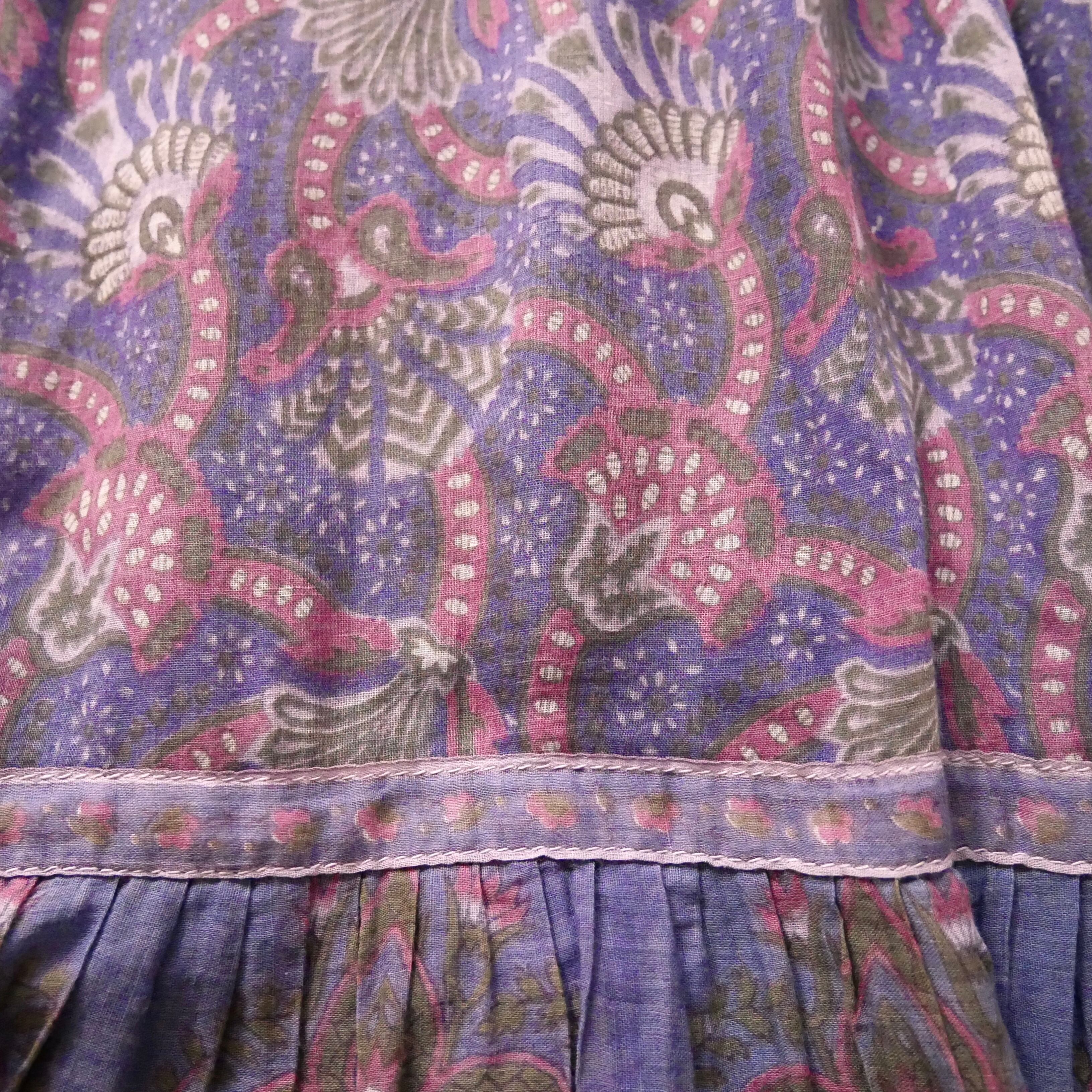 70s vintage madein Indian cotton purple onepiece 70年代