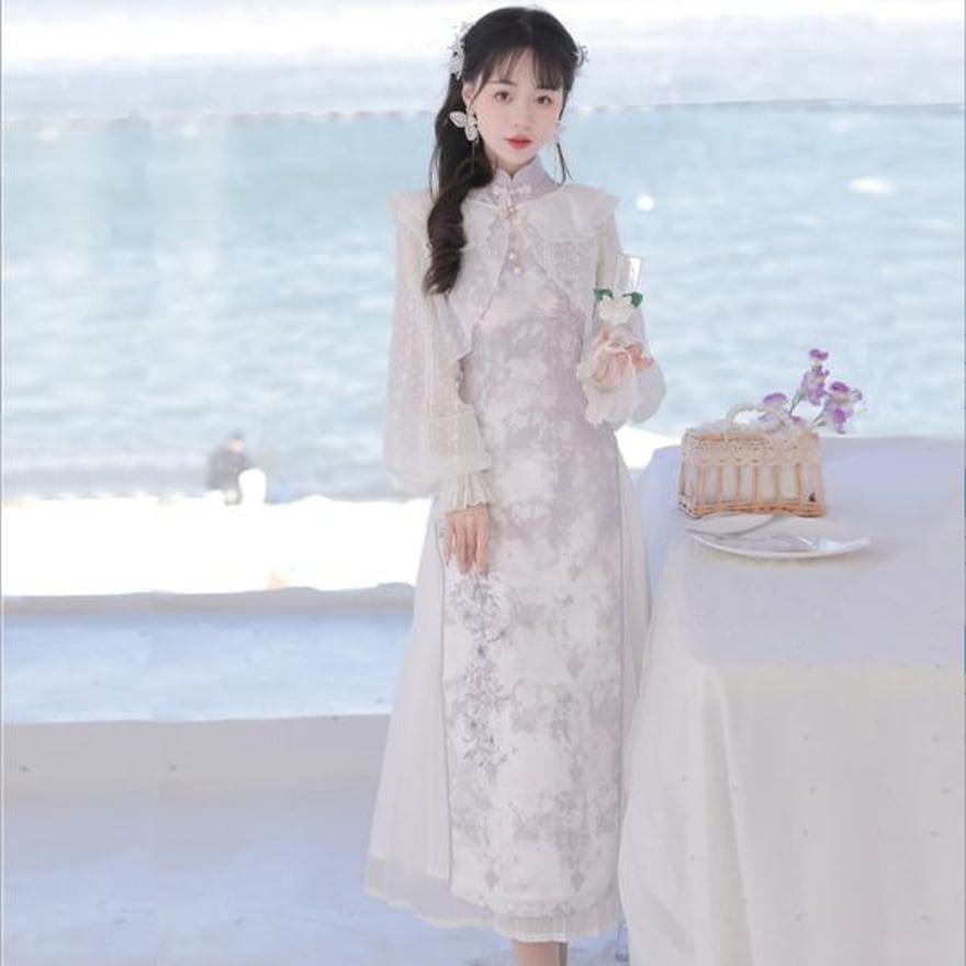 ホワイトロリータ 華ロリ ツーピース ボレロ ペチコート チャイナ