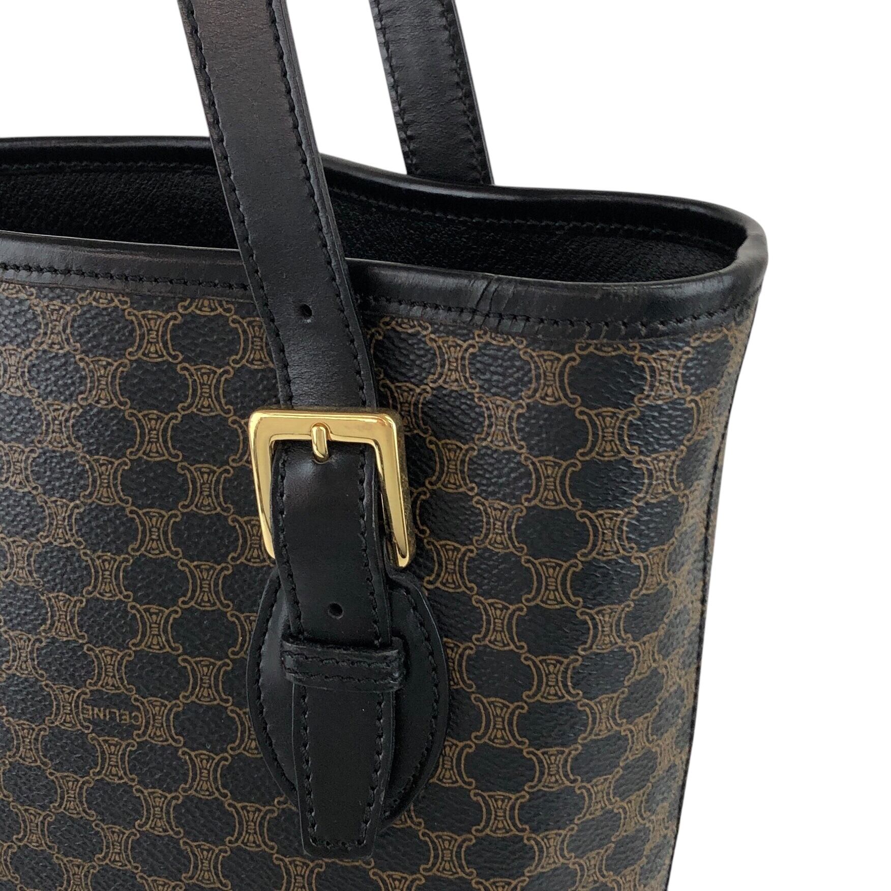 CELINE セリーヌ マカダム トートバッグ ブラック PVCレザー MC99