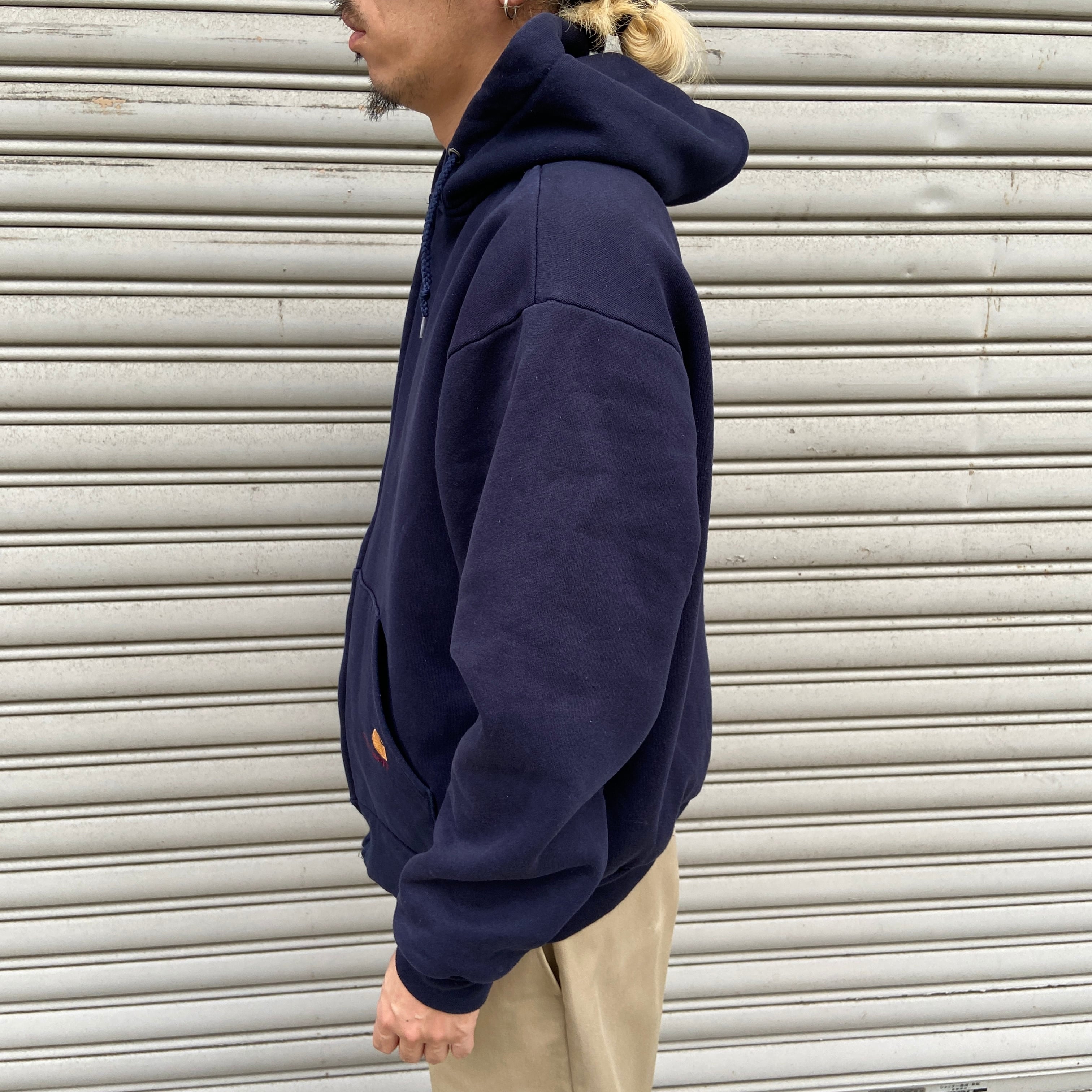 80s 90s carhartt ジップパーカー 裏地サーマル ネイビー M相当 | 古着