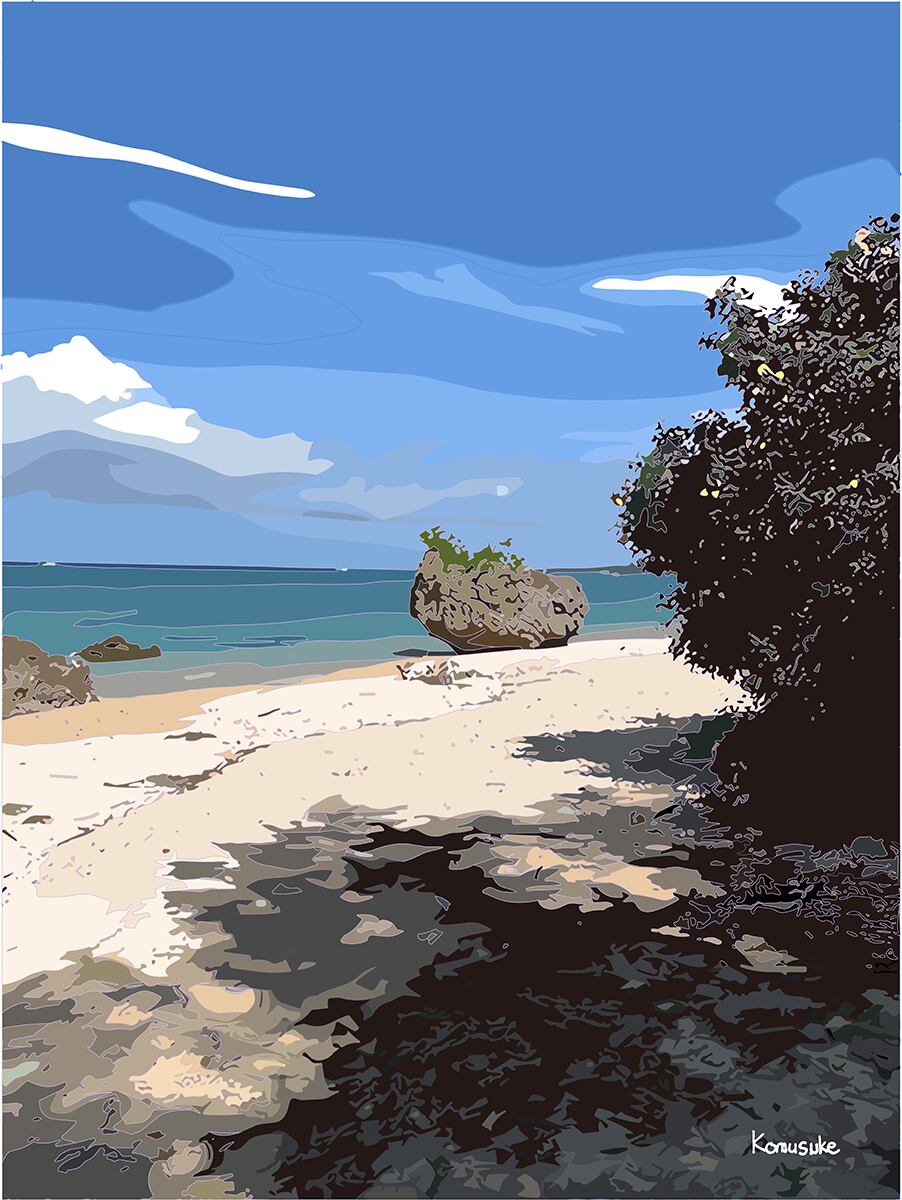 ◎01-057_Motobu coast(komusuke graphic)