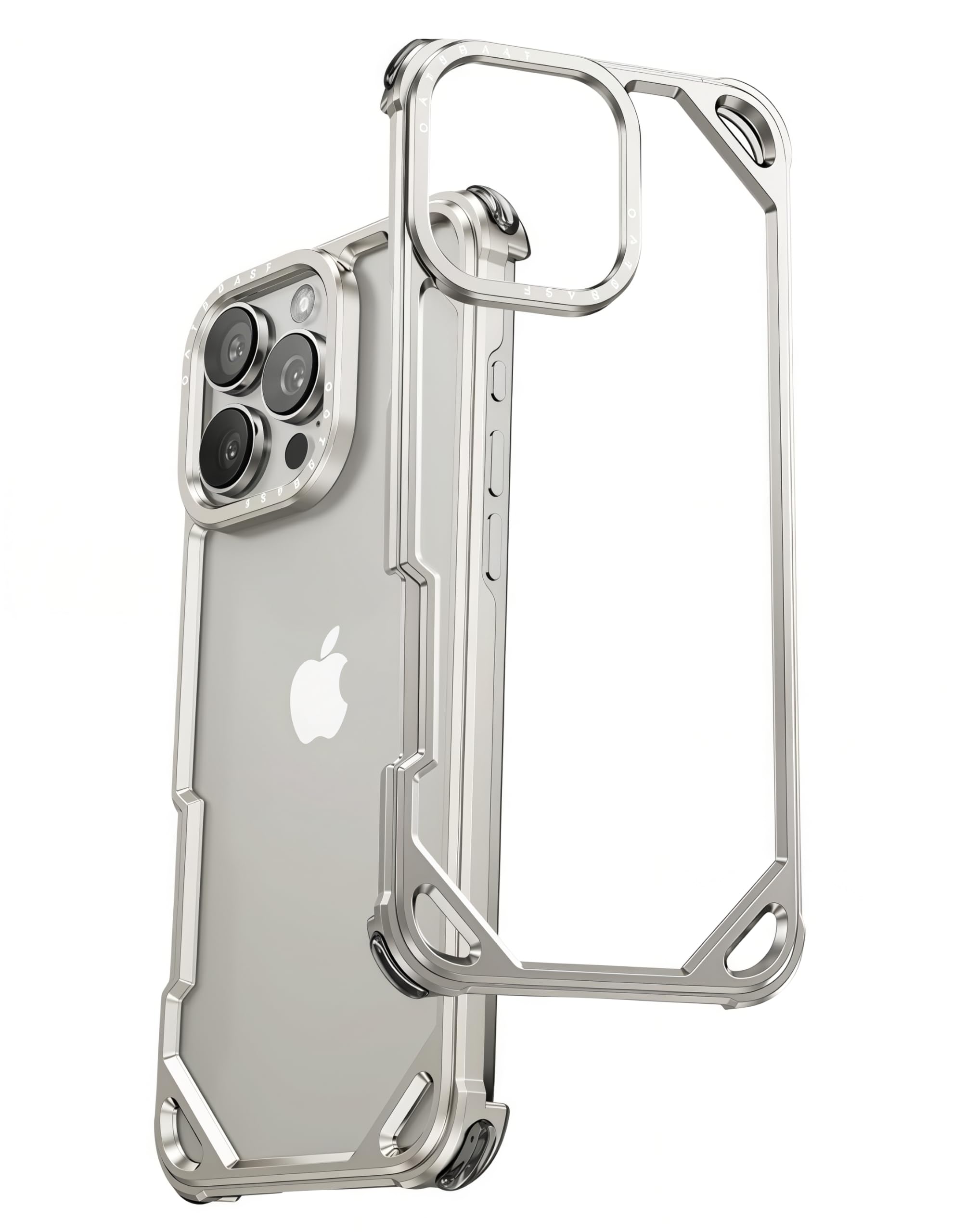 iPhone 18Pro / iPhone 17Pro 用 アルミバンパーケース メタル いphone 17pro ケース アルミメタルサイド レンズ保護 四隅エアバッグ ミニマリスト超薄軽量 iPhone18proバンパー 落下防止 耐衝撃 一体感 放熱設計 ( iphone17pro/18pro,シルバー)